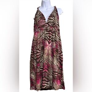 Rainforest Cafe Pink and Brown Animal Print Dress